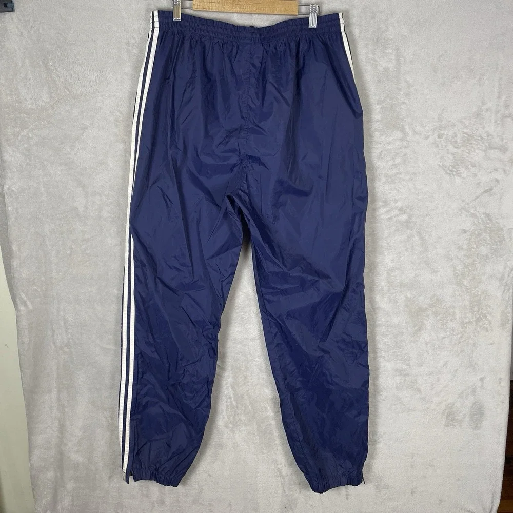 Vtg 90s Adidas Track Pants Men XL 3 Stripe Windbreaker Zip Ankle Logo Drawstring